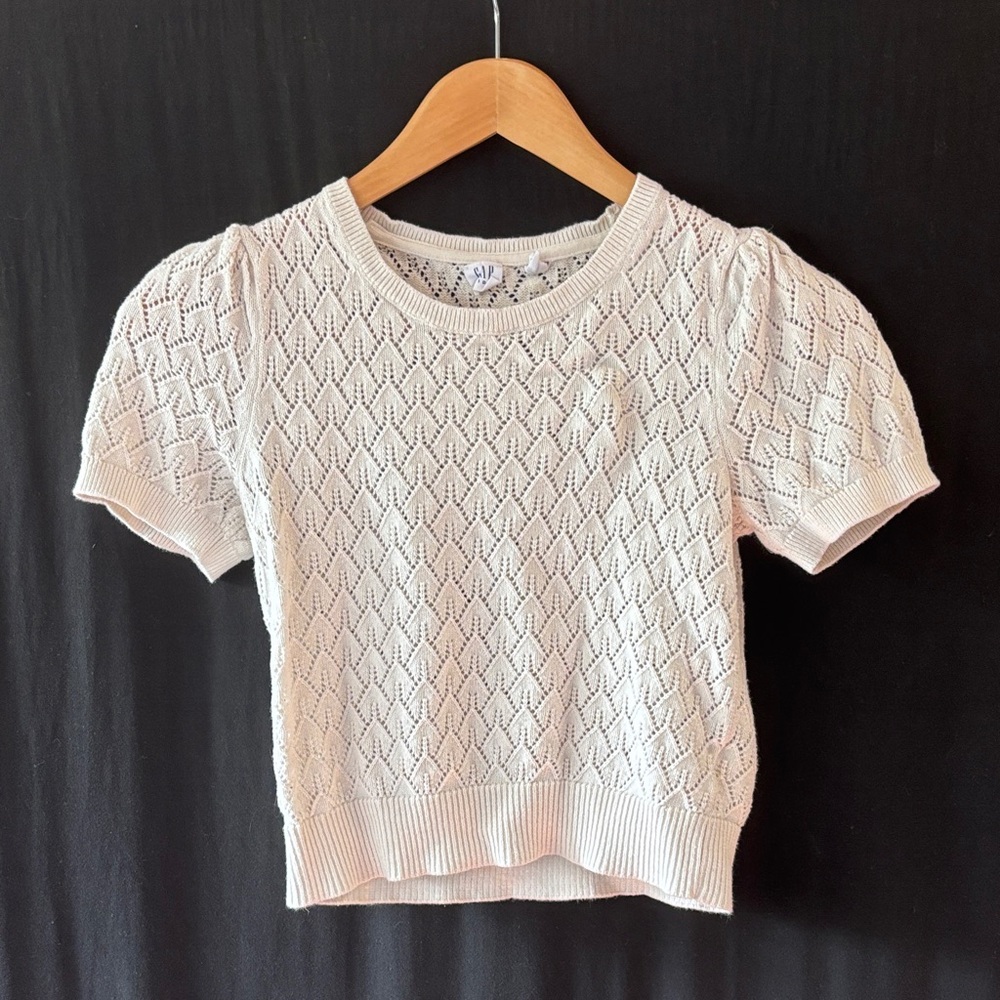 GAP Cream Knit short sleeve Top girls sz 10